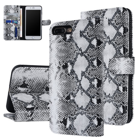 UNIQ Accessory UNIQ Accessory Zwart en Wit Slangenleer hoesje voor iPhone 7-8 Plus - Book Case UNIQ Accessory UNIQ Accessory Zwart en Wit Slangenleer hoesje voor iPhone 7-8 Plus - Book Case