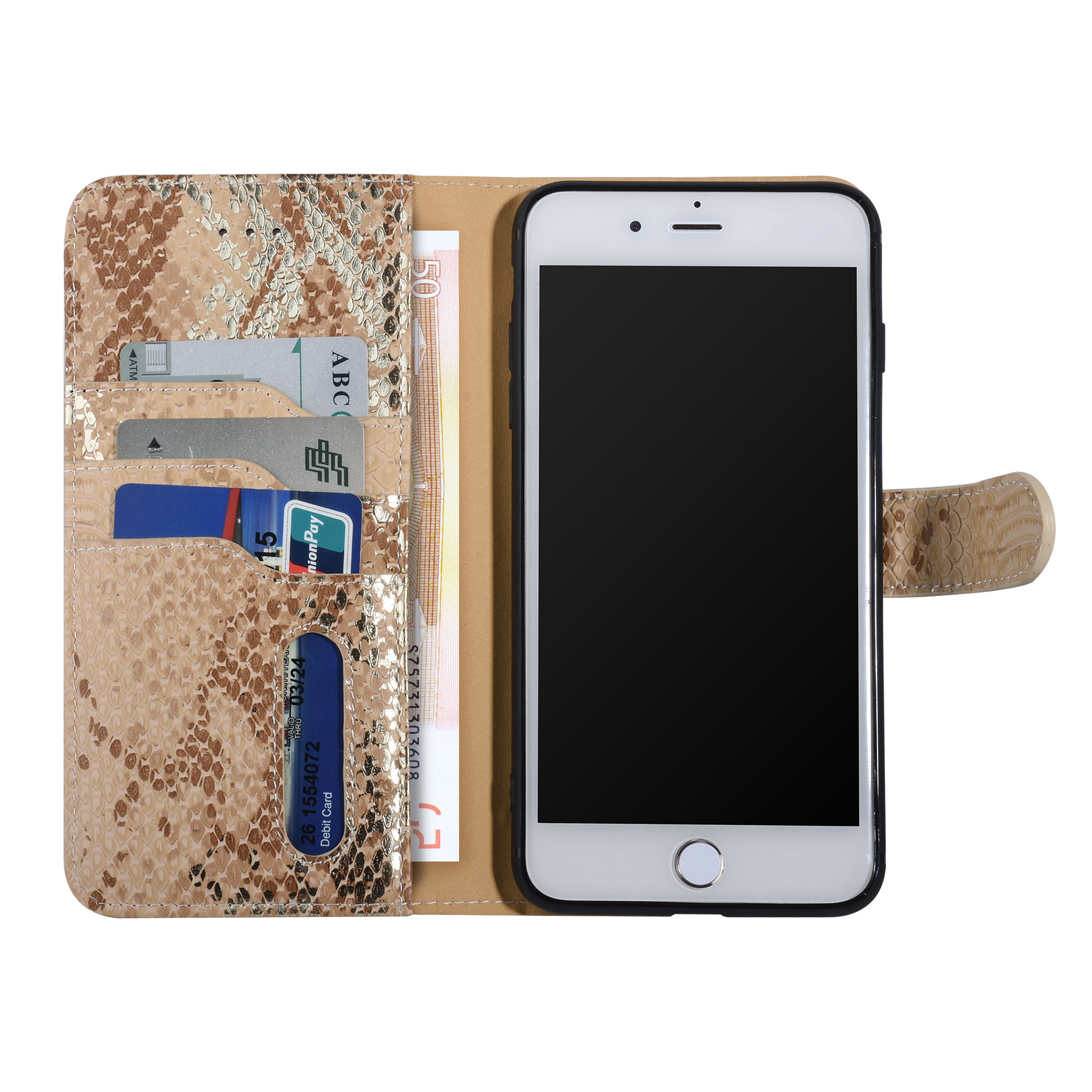 UNIQ Accessory UNIQ Accessory Goud Slangenleer hoesje voor iPhone 7-8 Plus - Book Case, foto 3 van 6
