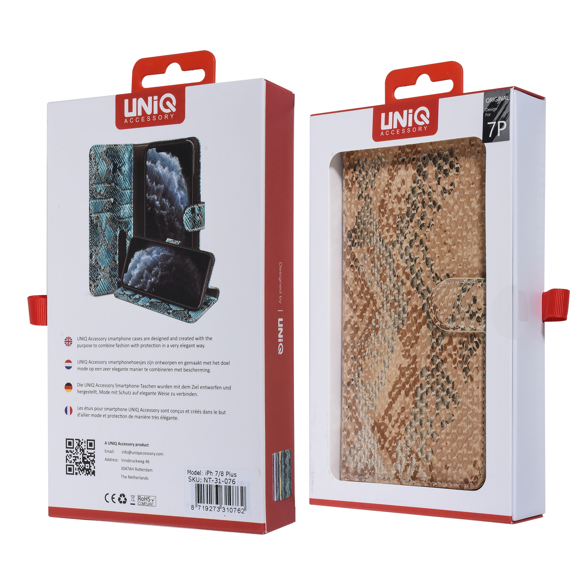 UNIQ Accessory UNIQ Accessory Goud Slangenleer hoesje voor iPhone 7-8 Plus - Book Case, foto 6 van 6