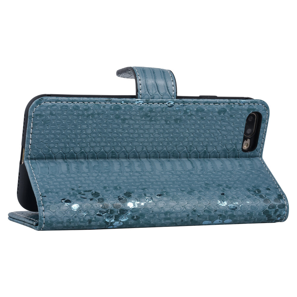 UNIQ Accessory UNIQ Accessory Turquoise Slangenleer hoesje voor iPhone 7-8 Plus - Book Case UNIQ Accessory UNIQ Accessory Turquoise Slangenleer hoesje voor iPhone 7-8 Plus - Book Case