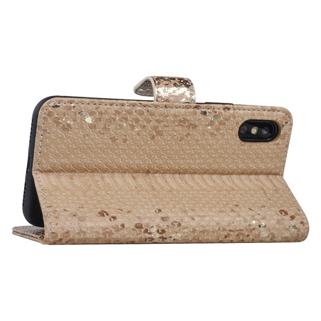 UNIQ Accessory UNIQ Accessory iPhone X-Xs Gold Schlangenhaut Book-Case hul UNIQ Accessory UNIQ Accessory iPhone X-Xs Gold Schlangenhaut Book-Case hul