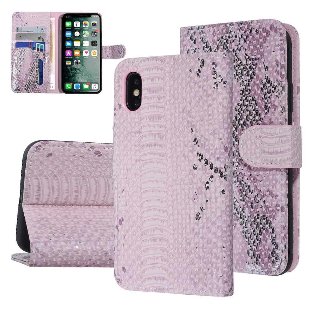 UNIQ Accessory UNIQ Accessory iPhone X-Xs Pink Schlangenhaut Book-Case hul UNIQ Accessory UNIQ Accessory iPhone X-Xs Pink Schlangenhaut Book-Case hul