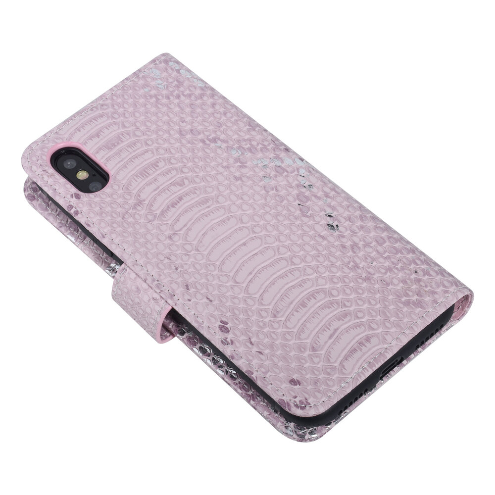 UNIQ Accessory UNIQ Accessory iPhone X-Xs Pink Schlangenhaut Book-Case hul UNIQ Accessory UNIQ Accessory iPhone X-Xs Pink Schlangenhaut Book-Case hul