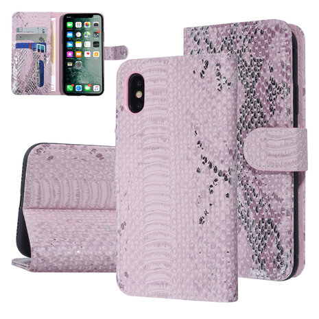 UNIQ Accessory UNIQ Accessory iPhone X-Xs Pink Schlangenhaut Book-Case hul UNIQ Accessory UNIQ Accessory iPhone X-Xs Pink Schlangenhaut Book-Case hul