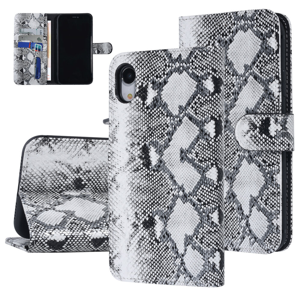 UNIQ Accessory UNIQ Accessory Apple iPhone XR Black and White Snakeskin Book type case UNIQ Accessory UNIQ Accessory Apple iPhone XR Black and White Snakeskin Book type case
