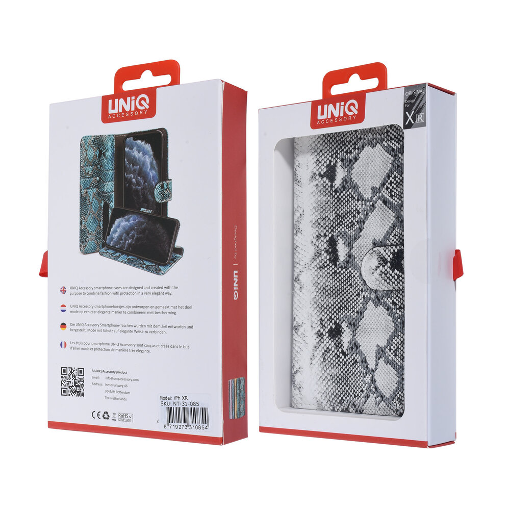 UNIQ Accessory UNIQ Accessory iPhone XR Noir et Blanc Peau de serpent Book type housse UNIQ Accessory UNIQ Accessory iPhone XR Noir et Blanc Peau de serpent Book type housse