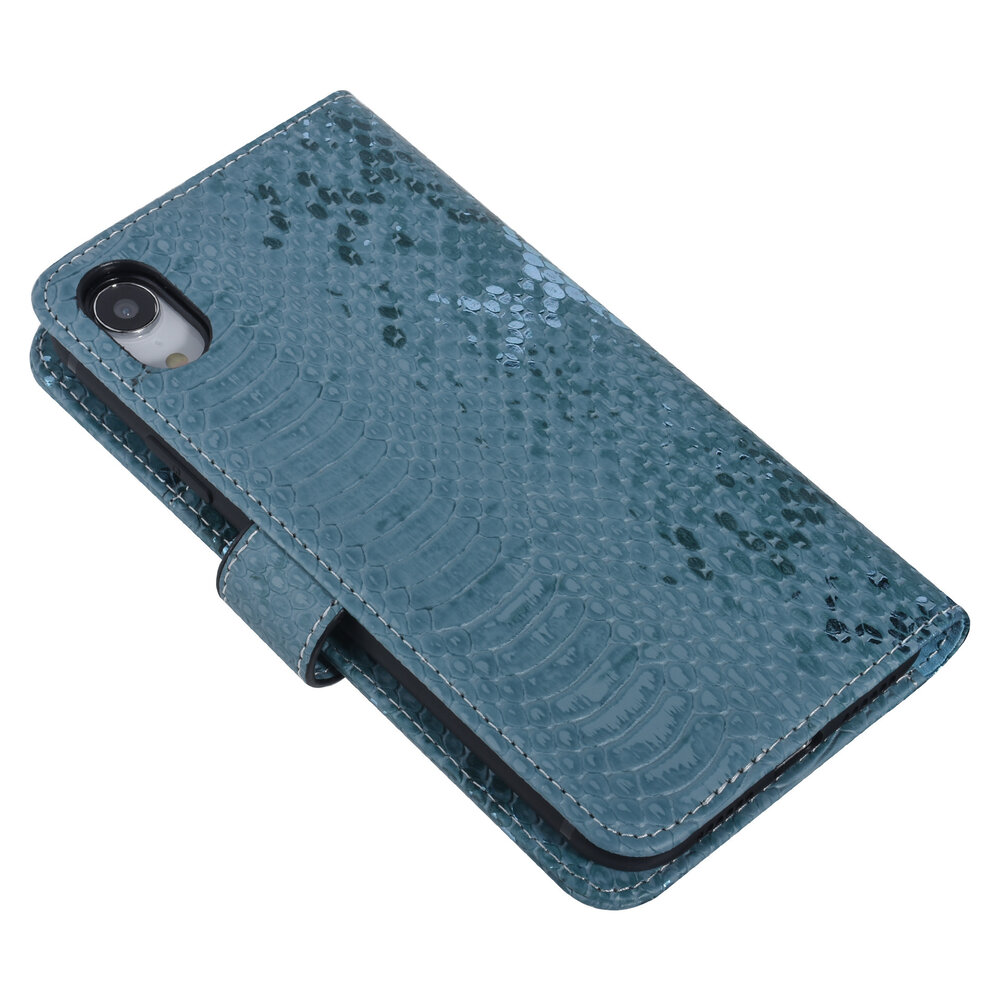 UNIQ Accessory UNIQ Accessory Turquoise Slangenleer hoesje voor iPhone XR - Book Case UNIQ Accessory UNIQ Accessory Turquoise Slangenleer hoesje voor iPhone XR - Book Case