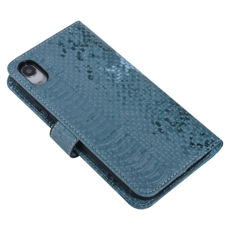 UNIQ Accessory UNIQ Accessory Turquoise Slangenleer hoesje voor iPhone XR - Book Case UNIQ Accessory UNIQ Accessory Turquoise Slangenleer hoesje voor iPhone XR - Book Case