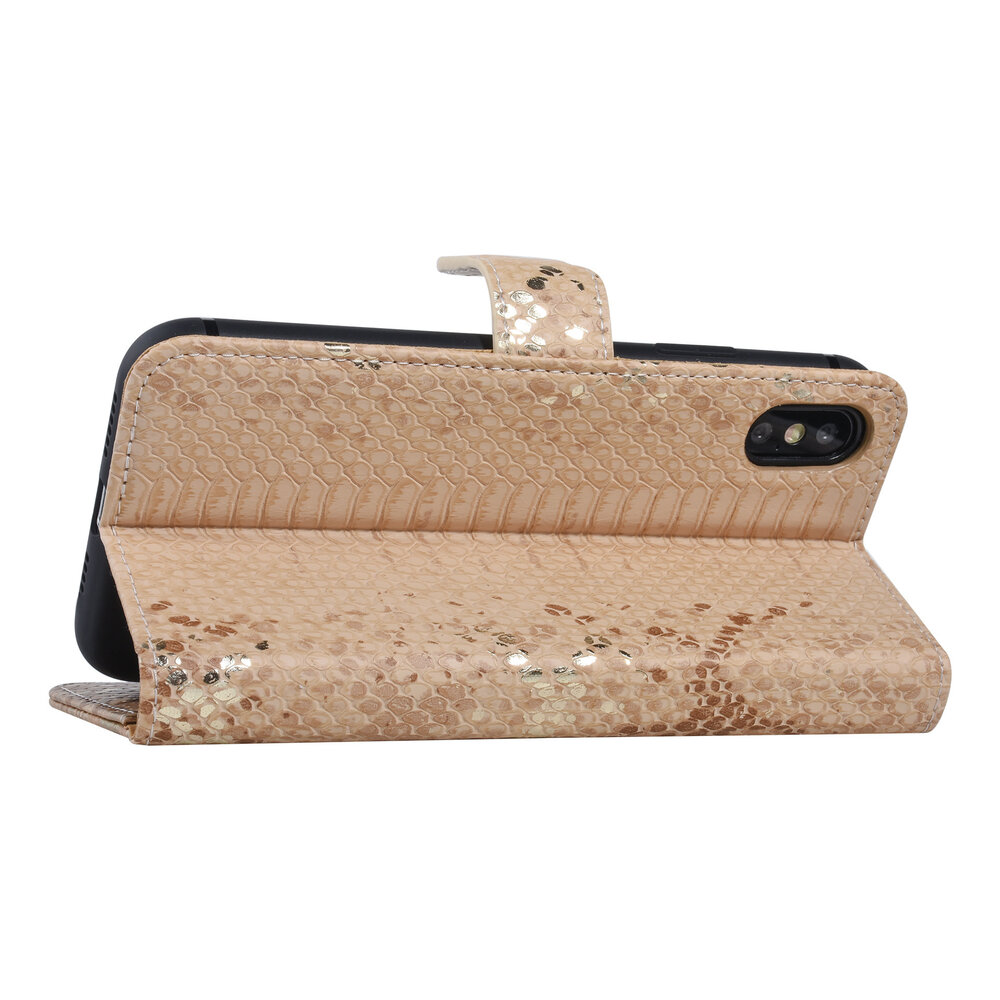 UNIQ Accessory UNIQ Accessory Goud Slangenleer hoesje voor iPhone Xs Max - Book Case UNIQ Accessory UNIQ Accessory Goud Slangenleer hoesje voor iPhone Xs Max - Book Case