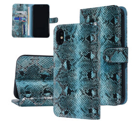 UNIQ Accessory UNIQ Accessory Zwart en Blauw Slangenleer hoesje voor iPhone Xs Max - Book Case UNIQ Accessory UNIQ Accessory Zwart en Blauw Slangenleer hoesje voor iPhone Xs Max - Book Case