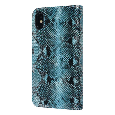 UNIQ Accessory UNIQ Accessory Zwart en Blauw Slangenleer hoesje voor iPhone Xs Max - Book Case UNIQ Accessory UNIQ Accessory Zwart en Blauw Slangenleer hoesje voor iPhone Xs Max - Book Case