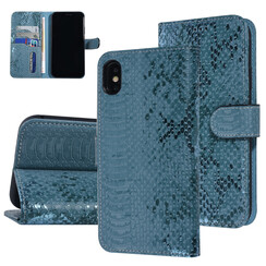 UNIQ Accessory Turquoise Slangenleer hoesje voor iPhone Xs Max - Book Case