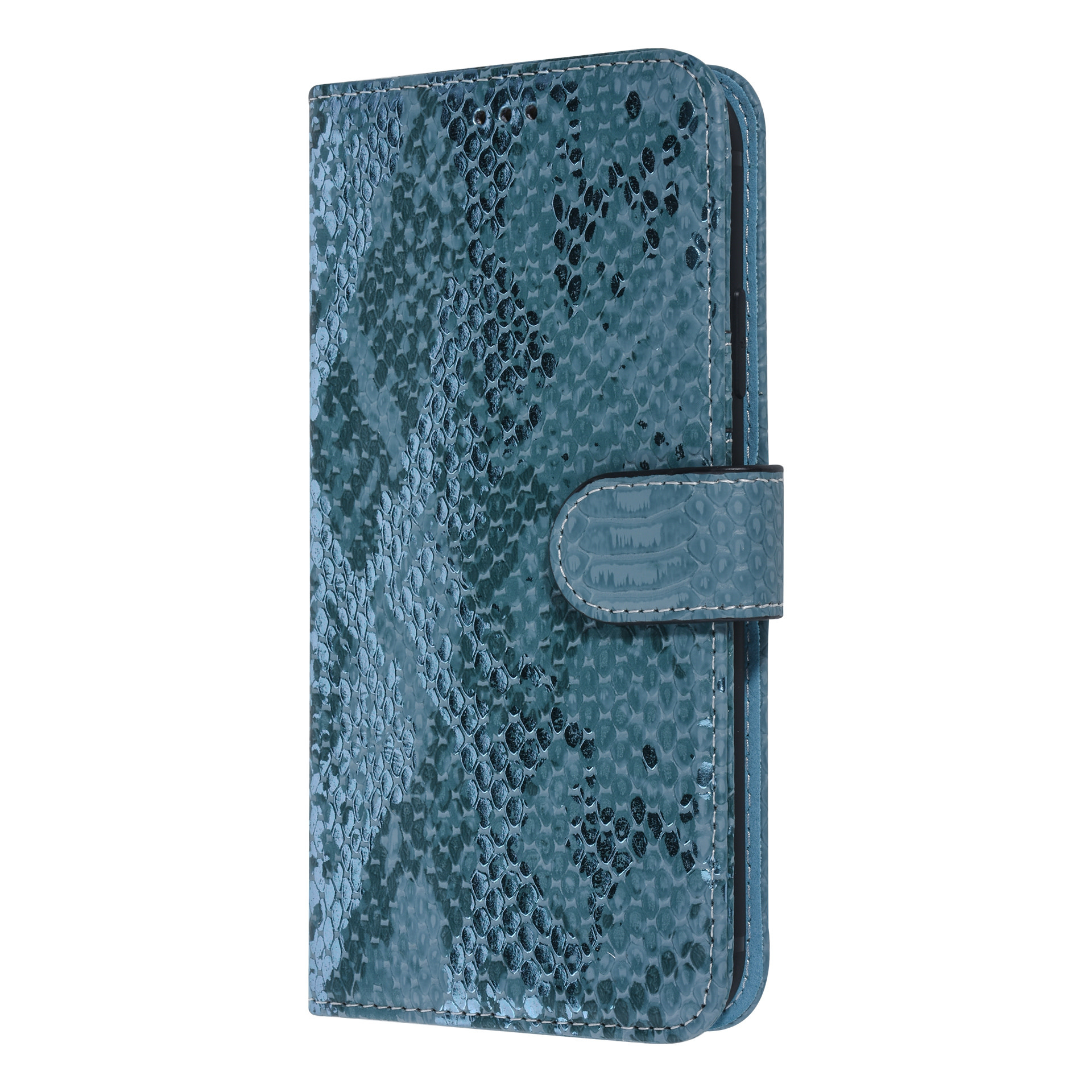 UNIQ Accessory UNIQ Accessory Turquoise Slangenleer hoesje voor iPhone Xs Max - Book Case, foto 2 van 6
