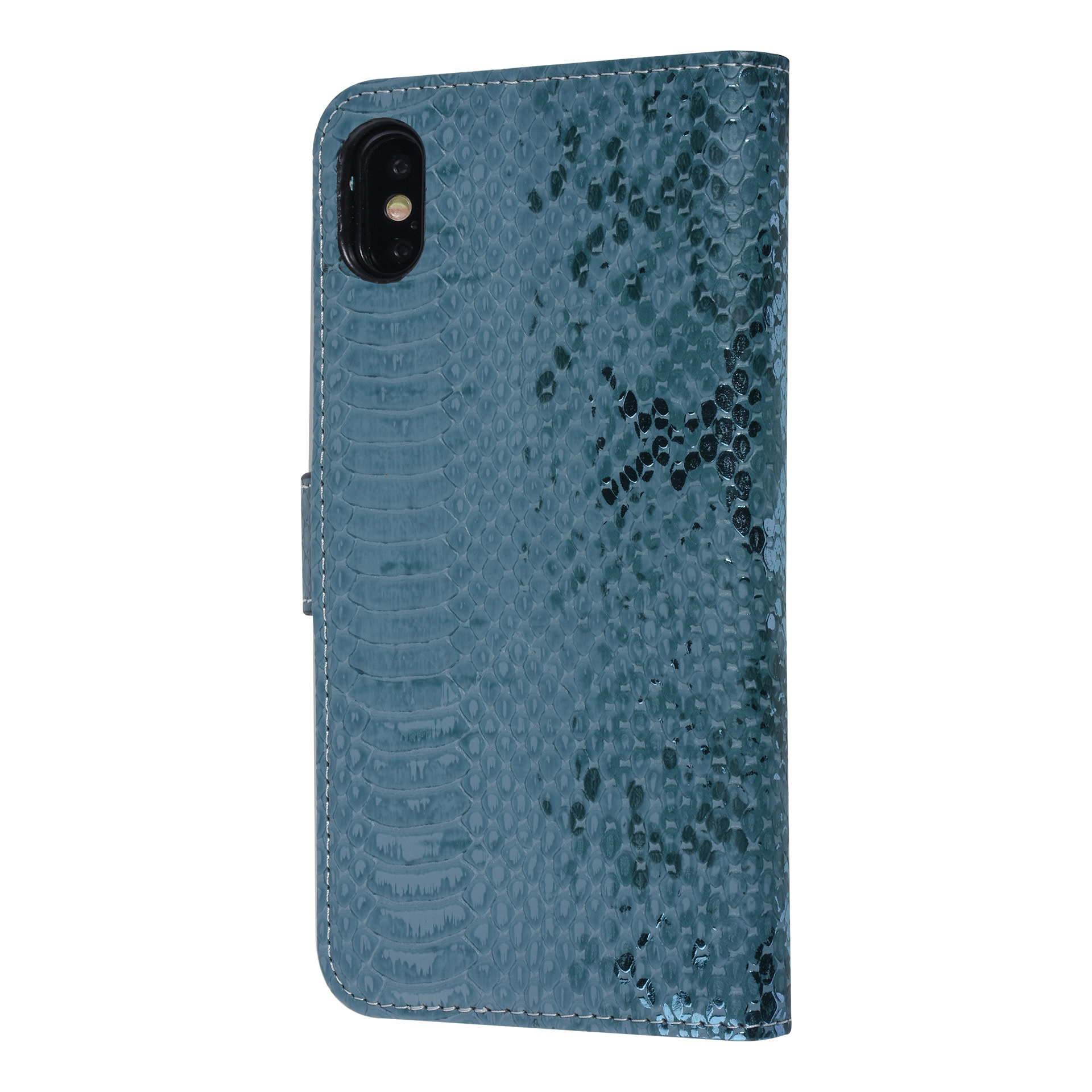 UNIQ Accessory UNIQ Accessory Turquoise Slangenleer hoesje voor iPhone Xs Max - Book Case, foto 5 van 6