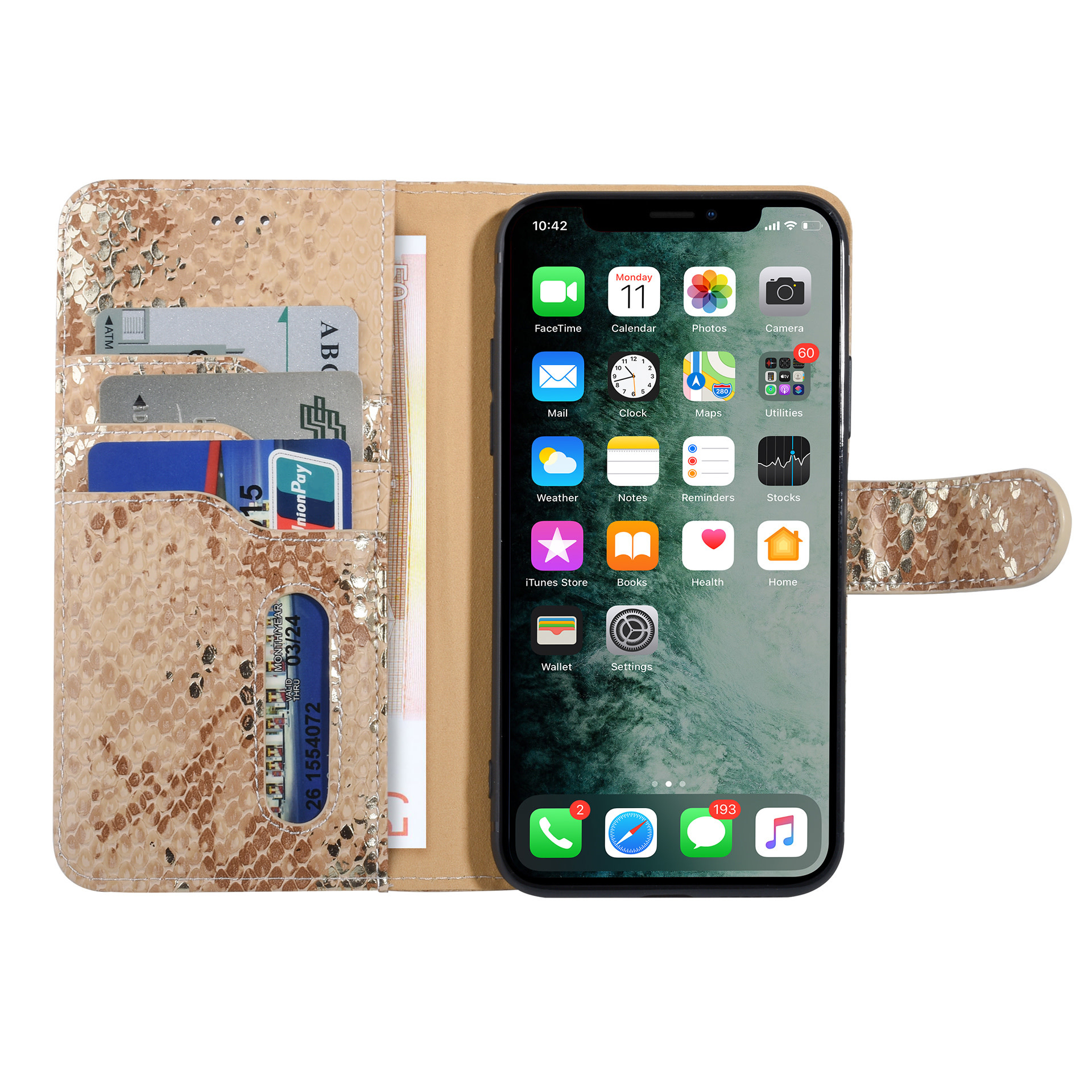 UNIQ Accessory UNIQ Accessory Goud Slangenleer hoesje voor iPhone 11 Pro - Book Case, foto 3 van 6