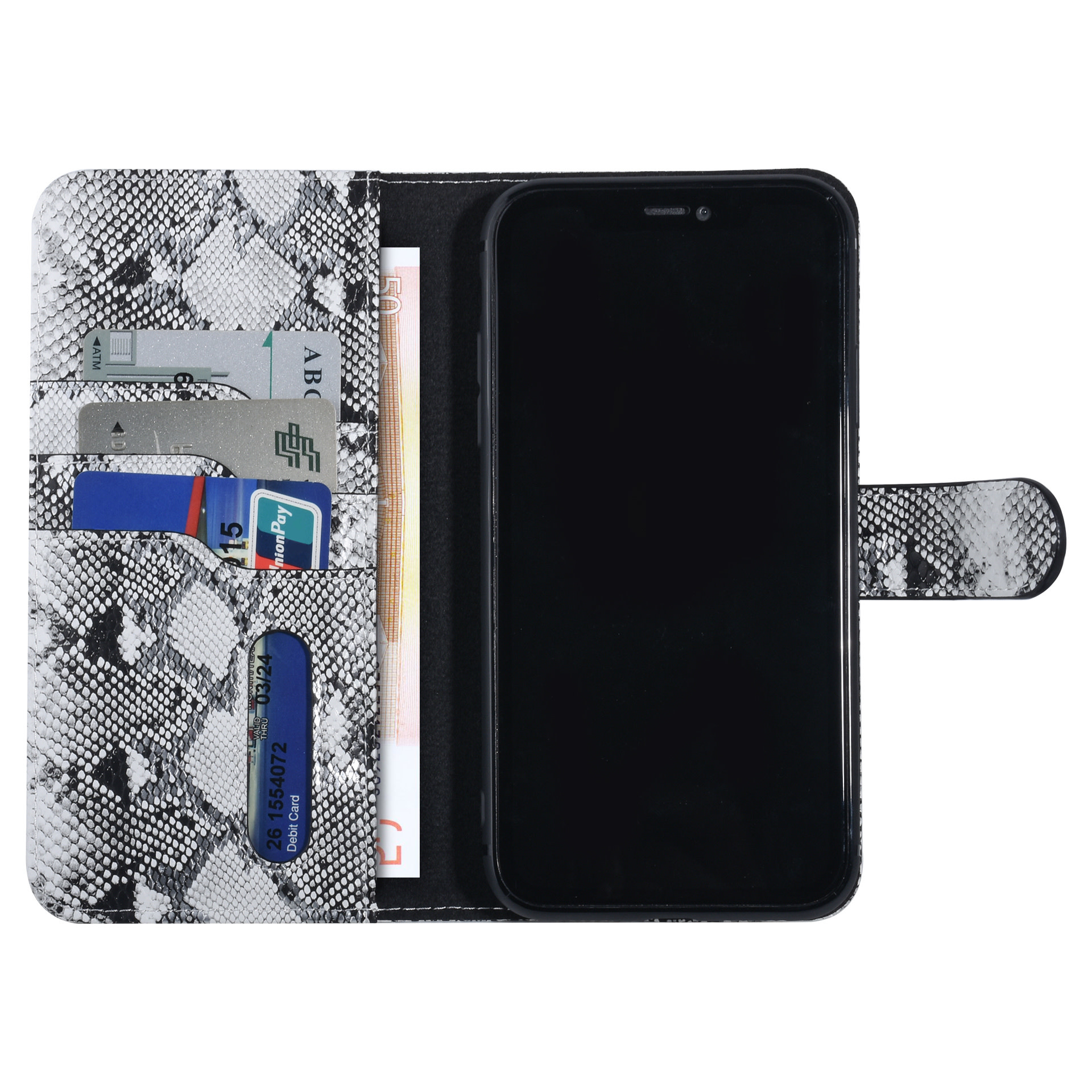 UNIQ Accessory UNIQ Accessory Zwart en Wit Slangenleer hoesje voor iPhone 11 Pro Max - Book Case, foto 3 van 6
