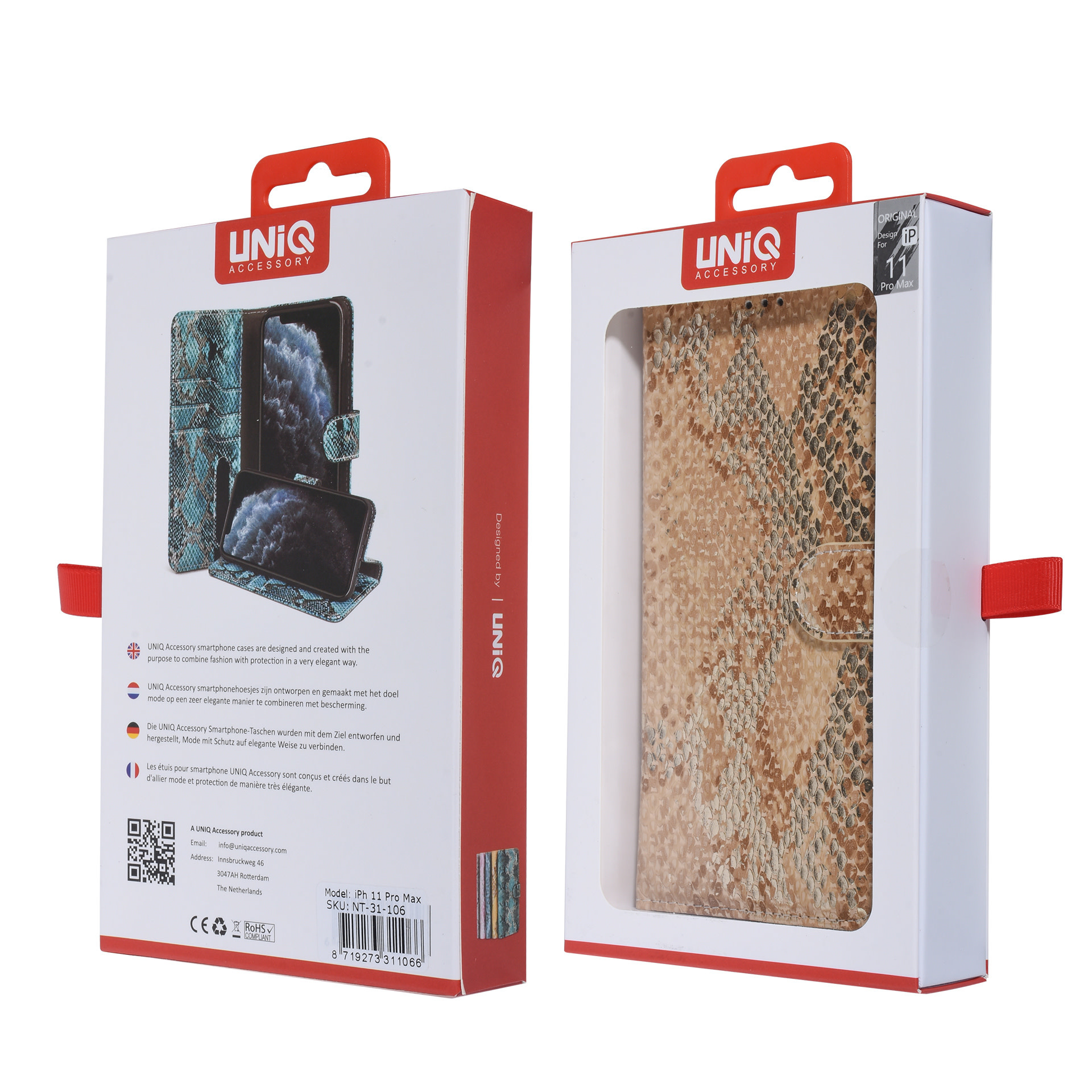 UNIQ Accessory UNIQ Accessory Goud Slangenleer hoesje voor iPhone 11 Pro Max - Book Case, foto 6 van 6