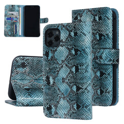 UNIQ Accessory Zwart en Blauw Slangenleer hoesje voor iPhone 11 Pro Max - Book Case