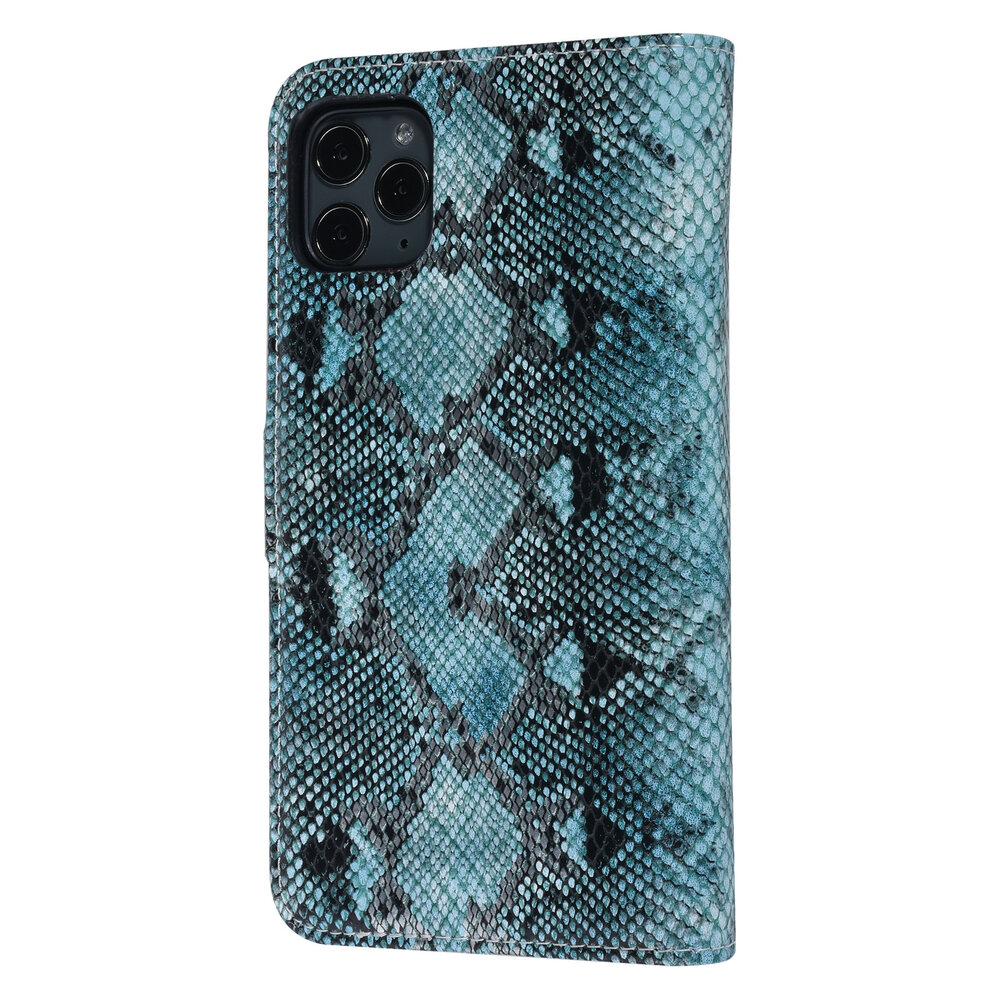 UNIQ Accessory UNIQ Accessory Zwart en Blauw Slangenleer hoesje voor iPhone 11 Pro Max - Book Case UNIQ Accessory UNIQ Accessory Zwart en Blauw Slangenleer hoesje voor iPhone 11 Pro Max - Book Case