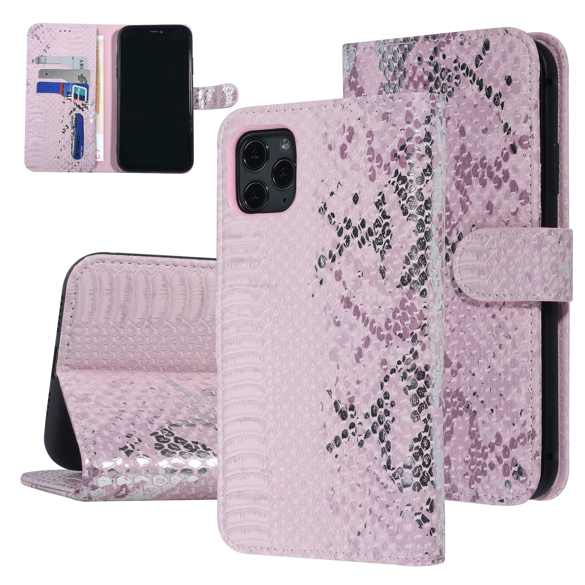 UNIQ Accessory UNIQ Accessory Roze Slangenleer hoesje voor iPhone 11 Pro Max - Book Case