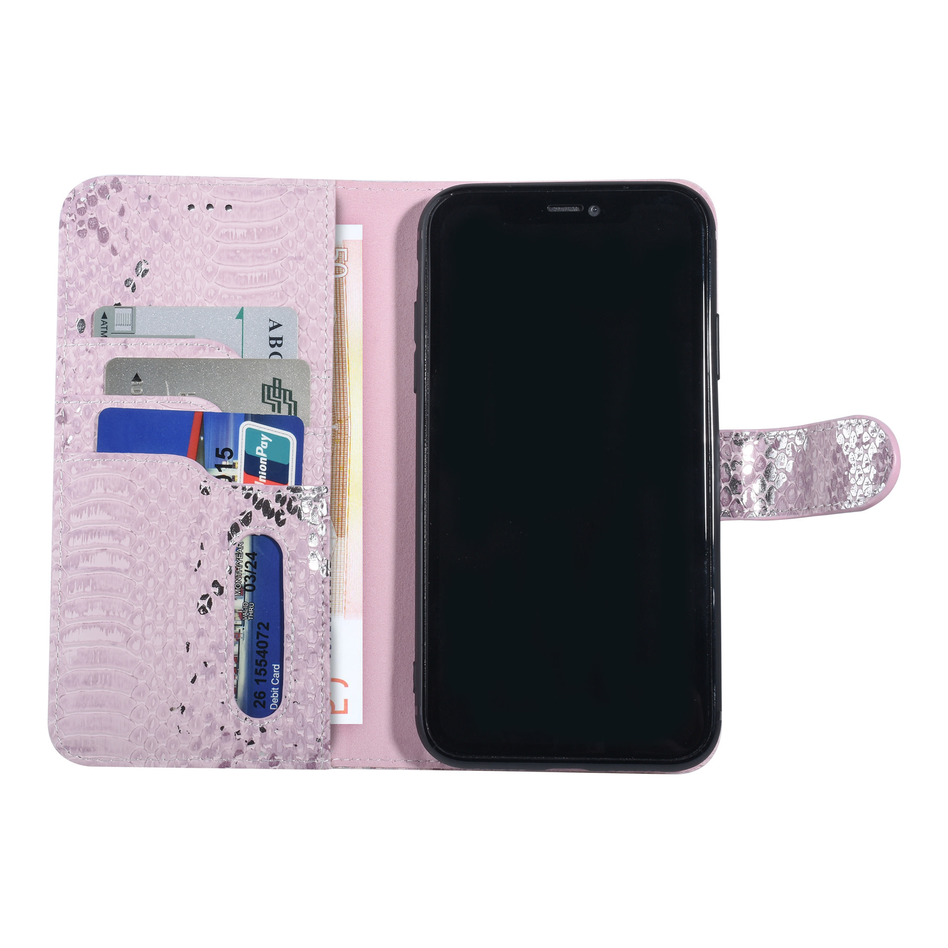 UNIQ Accessory UNIQ Accessory Roze Slangenleer hoesje voor iPhone 11 Pro Max - Book Case, foto 3 van 6