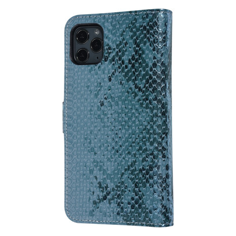 UNIQ Accessory UNIQ Accessory Turquoise Slangenleer hoesje voor iPhone 11 Pro Max - Book Case UNIQ Accessory UNIQ Accessory Turquoise Slangenleer hoesje voor iPhone 11 Pro Max - Book Case