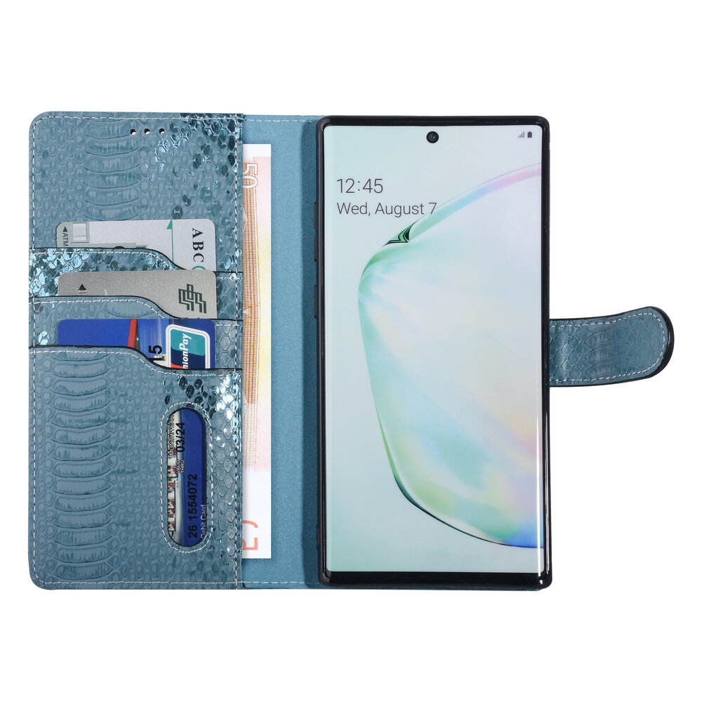 UNIQ Accessory UNIQ Accessory Turquoise Slangenleer hoesje voor Galaxy Note 10 Plus - Book Case (N975F) UNIQ Accessory UNIQ Accessory Turquoise Slangenleer hoesje voor Galaxy Note 10 Plus - Book Case (N975F)