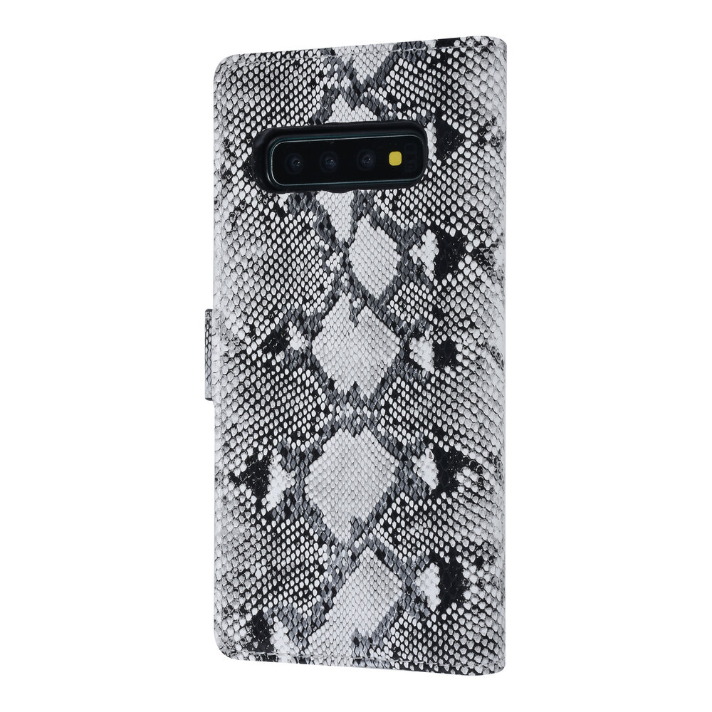 UNIQ Accessory UNIQ Accessory Zwart en Wit Slangenleer hoesje voor Galaxy S10 - Book Case UNIQ Accessory UNIQ Accessory Zwart en Wit Slangenleer hoesje voor Galaxy S10 - Book Case