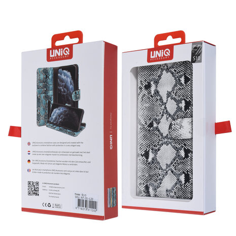 UNIQ Accessory UNIQ Accessory Samsung Galaxy S10 Black and White Snakeskin Book type case UNIQ Accessory UNIQ Accessory Samsung Galaxy S10 Black and White Snakeskin Book type case
