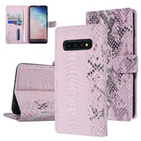 UNIQ Accessory UNIQ Accessory Roze Slangenleer hoesje voor Galaxy S10 - Book Case UNIQ Accessory UNIQ Accessory Roze Slangenleer hoesje voor Galaxy S10 - Book Case