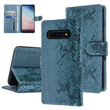 UNIQ Accessory UNIQ Accessory Turquoise Slangenleer hoesje voor Galaxy S10 - Book Case UNIQ Accessory UNIQ Accessory Turquoise Slangenleer hoesje voor Galaxy S10 - Book Case