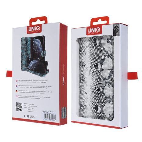 UNIQ Accessory UNIQ Accessory Zwart en Wit Slangenleer hoesje voor Galaxy S10 Plus- Book Case UNIQ Accessory UNIQ Accessory Zwart en Wit Slangenleer hoesje voor Galaxy S10 Plus- Book Case