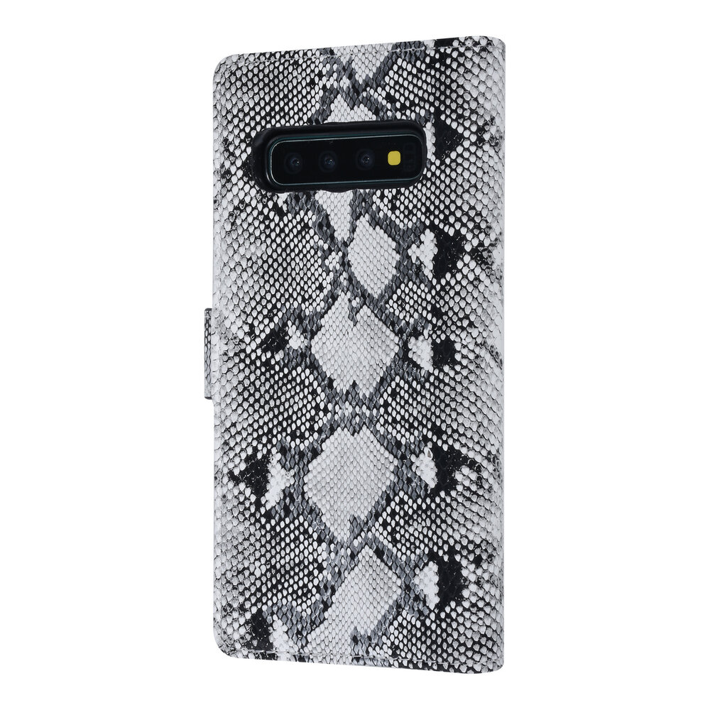 UNIQ Accessory UNIQ Accessory Zwart en Wit Slangenleer hoesje voor Galaxy S10 Plus- Book Case UNIQ Accessory UNIQ Accessory Zwart en Wit Slangenleer hoesje voor Galaxy S10 Plus- Book Case