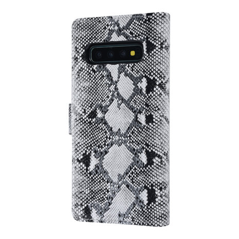 UNIQ Accessory UNIQ Accessory Zwart en Wit Slangenleer hoesje voor Galaxy S10 Plus- Book Case UNIQ Accessory UNIQ Accessory Zwart en Wit Slangenleer hoesje voor Galaxy S10 Plus- Book Case