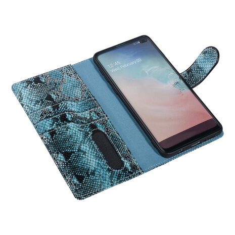 UNIQ Accessory UNIQ Accessory Zwart en Blauw Slangenleer hoesje voor Galaxy S10 Plus - Book Case UNIQ Accessory UNIQ Accessory Zwart en Blauw Slangenleer hoesje voor Galaxy S10 Plus - Book Case