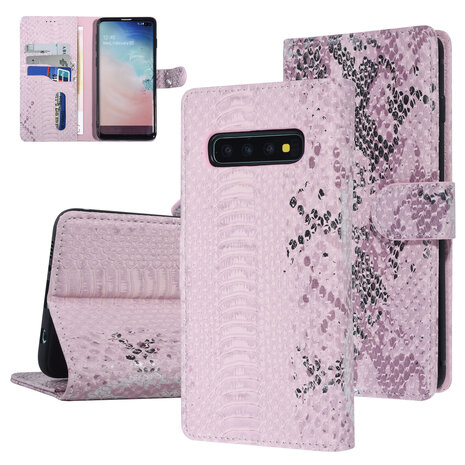 UNIQ Accessory UNIQ Accessory Roze Slangenleer hoesje voor Galaxy S10 Plus - Book Case UNIQ Accessory UNIQ Accessory Roze Slangenleer hoesje voor Galaxy S10 Plus - Book Case
