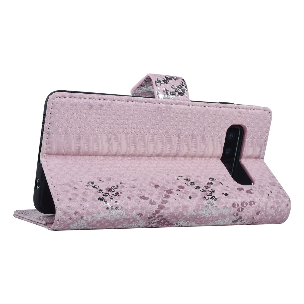 UNIQ Accessory UNIQ Accessory Roze Slangenleer hoesje voor Galaxy S10 Plus - Book Case UNIQ Accessory UNIQ Accessory Roze Slangenleer hoesje voor Galaxy S10 Plus - Book Case