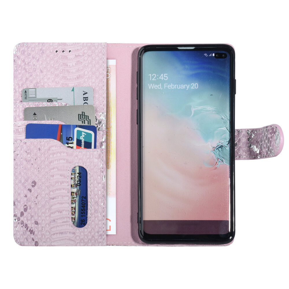 UNIQ Accessory UNIQ Accessory Roze Slangenleer hoesje voor Galaxy S10 Plus - Book Case UNIQ Accessory UNIQ Accessory Roze Slangenleer hoesje voor Galaxy S10 Plus - Book Case