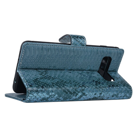 UNIQ Accessory UNIQ Accessory Turquoise Slangenleer hoesje voor Galaxy S10 Plus - Book Case UNIQ Accessory UNIQ Accessory Turquoise Slangenleer hoesje voor Galaxy S10 Plus - Book Case