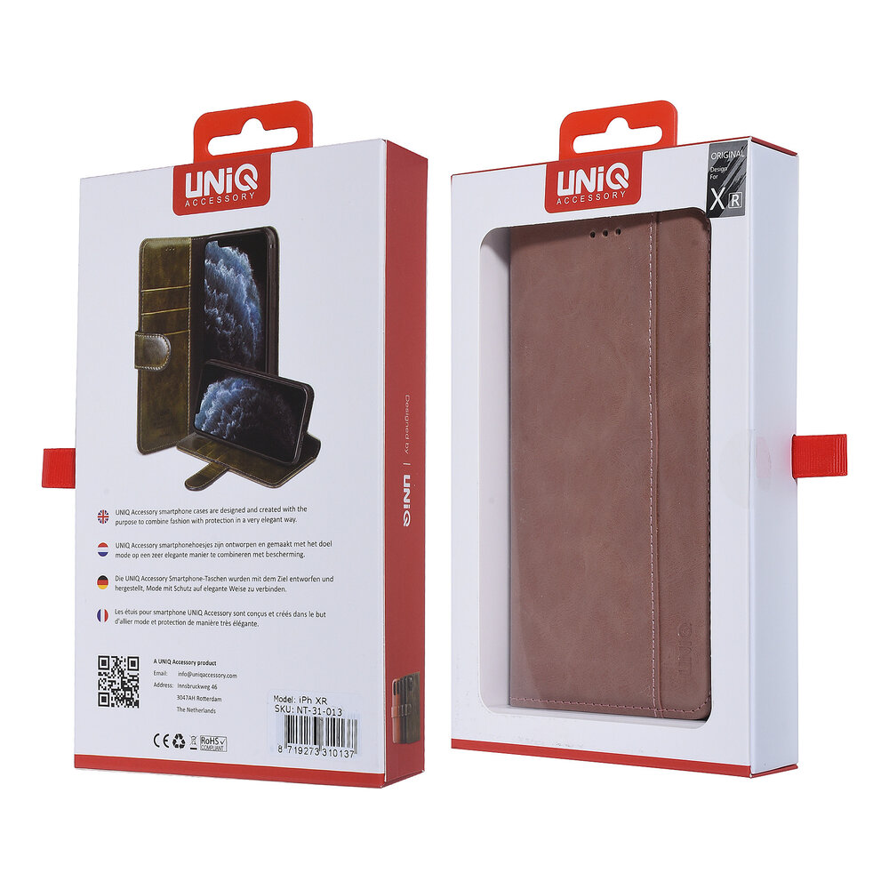 UNIQ Accessory UNIQ Accessory Roze hoesje iPhone XR - Book Case - Zachte huid UNIQ Accessory UNIQ Accessory Roze hoesje iPhone XR - Book Case - Zachte huid