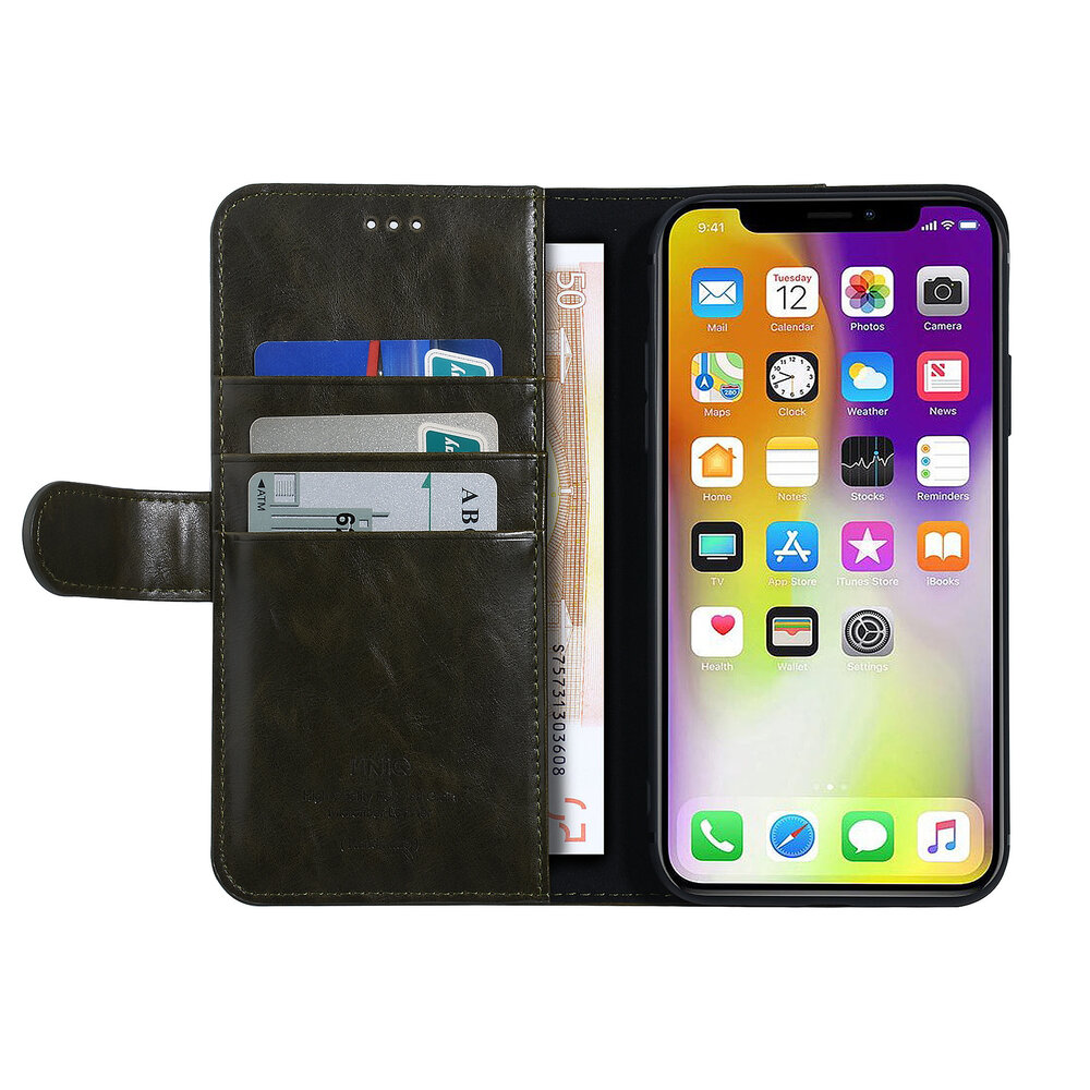 UNIQ Accessory UNIQ Accessory Apple iPhone XR Dark Green Soft Touch Book type case UNIQ Accessory UNIQ Accessory Apple iPhone XR Dark Green Soft Touch Book type case