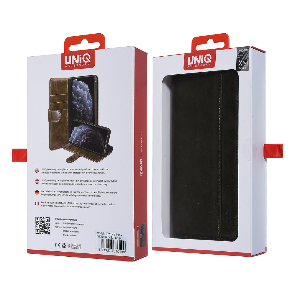 UNIQ Accessory UNIQ Accessory Apple iPhone Xs Max Dark Green Soft Touch Book type case UNIQ Accessory UNIQ Accessory Apple iPhone Xs Max Dark Green Soft Touch Book type case