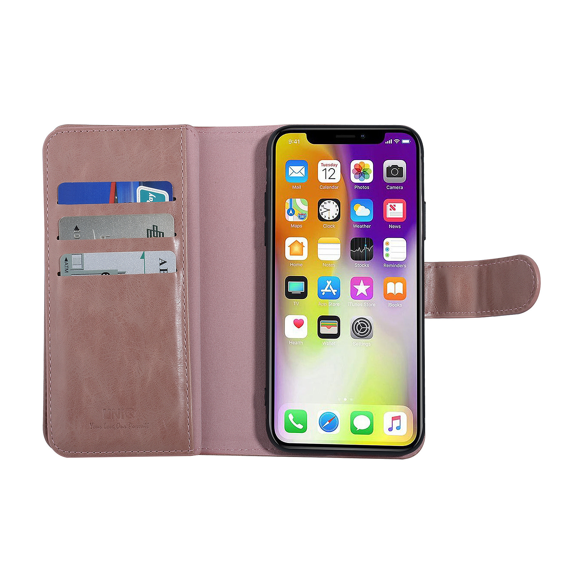 UNIQ Accessory UNIQ Accessory Roze hoesje iPhone X-Xs - Book Case - Zachte huid, foto 4 van 6