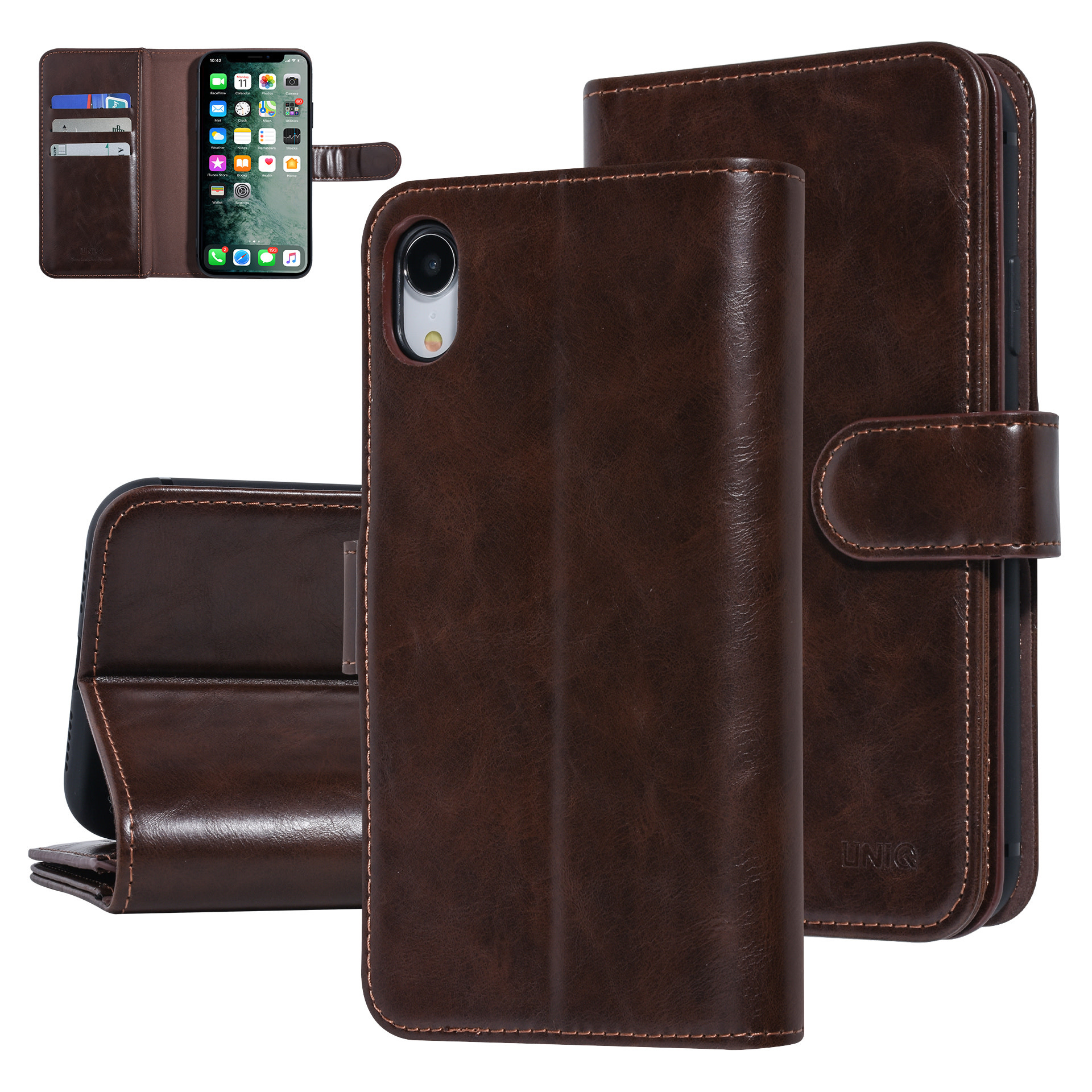 UNIQ Accessory UNIQ Accessory Bruin hoesje iPhone XR - Book Case - Zachte huid