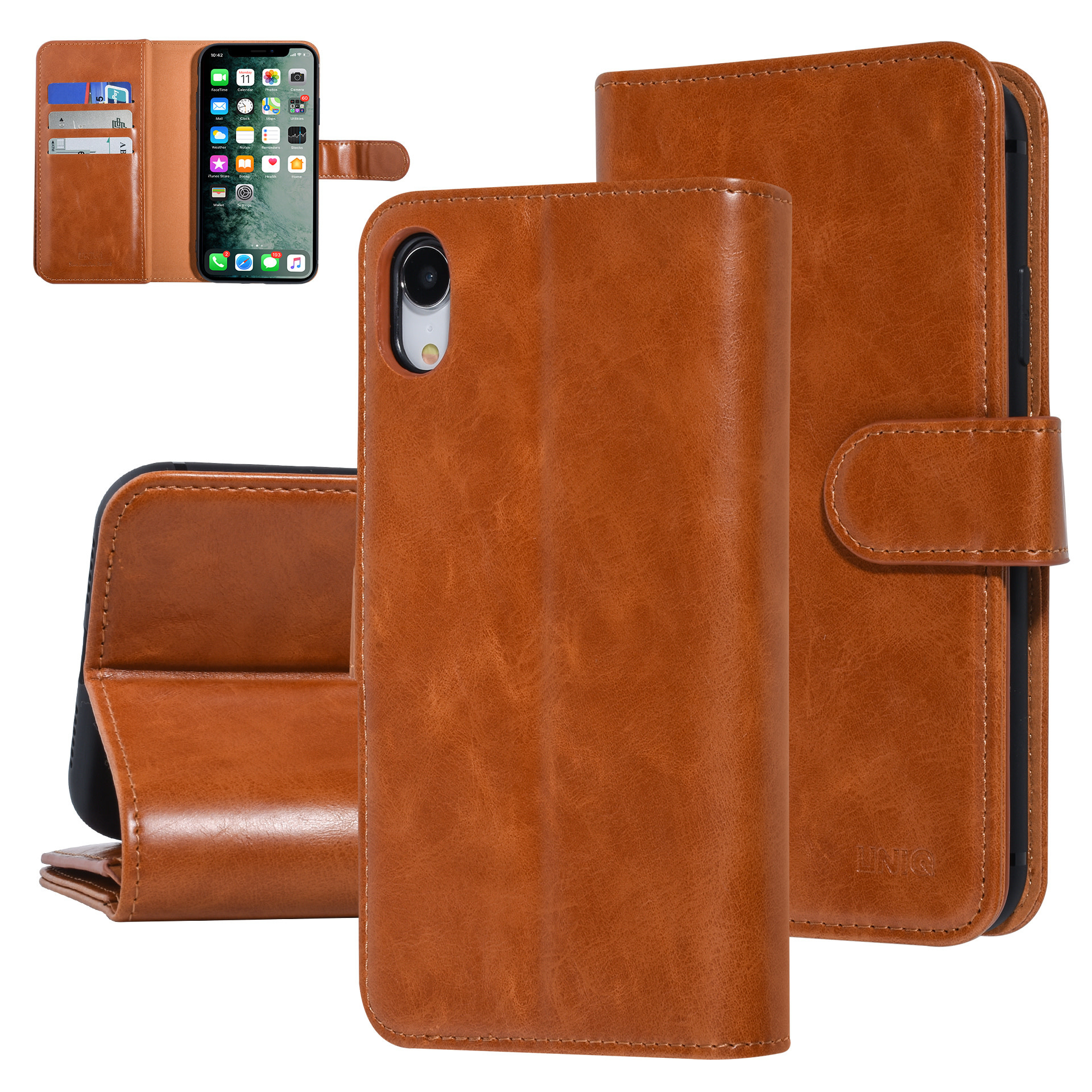 UNIQ Accessory UNIQ Accessory DonkerBruin hoesje iPhone XR - Book Case - Zachte huid