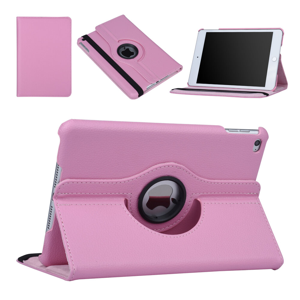 Hoes voor Apple iPad Mini 5 / 4 Book Case 360 Graden Draaibaar - Pink Leer Cover Rotatie Hoesje voor iPad Mini 5 / 4 Hoes voor Apple iPad Mini 5 / 4 Book Case 360 Graden Draaibaar - Pink Leer Cover Rotatie Hoesje voor iPad Mini 5 / 4