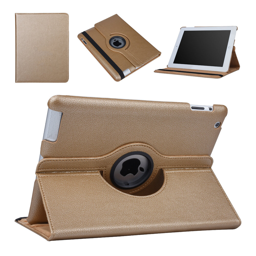 Apple iPad 2-3-4 Goud 360 graden draaibare hoes - Book Case Tablethoes Apple iPad 2-3-4 Goud 360 graden draaibare hoes - Book Case Tablethoes