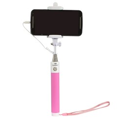 Earldom Roze  Selfie Stick met 3.5 jack - 100 cm uitschuifbaar