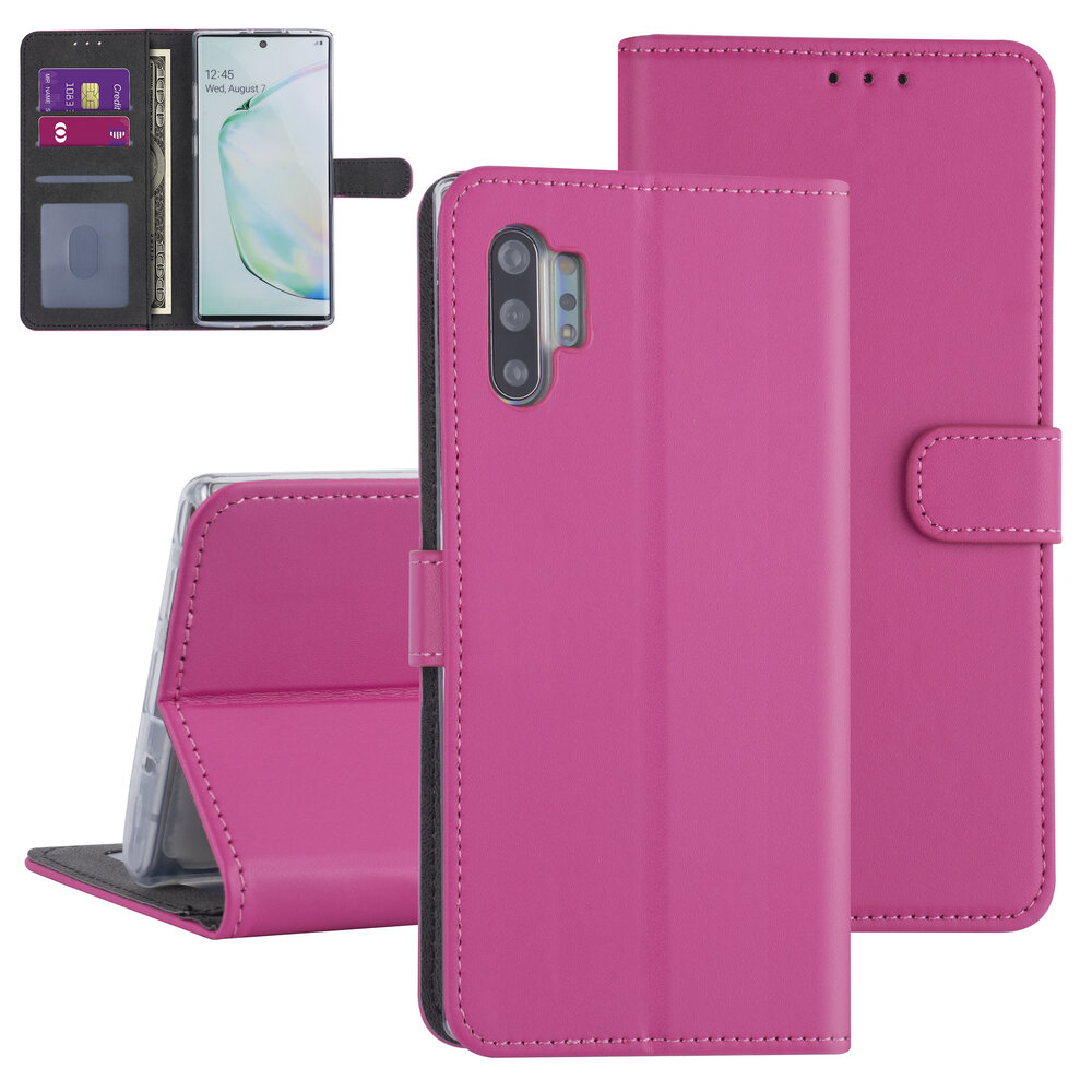 Samsung hoesje voor Galaxy Note 10 Plus - Felroze - Book Case - Kaarthouder (N975F) Samsung hoesje voor Galaxy Note 10 Plus - Felroze - Book Case - Kaarthouder (N975F)