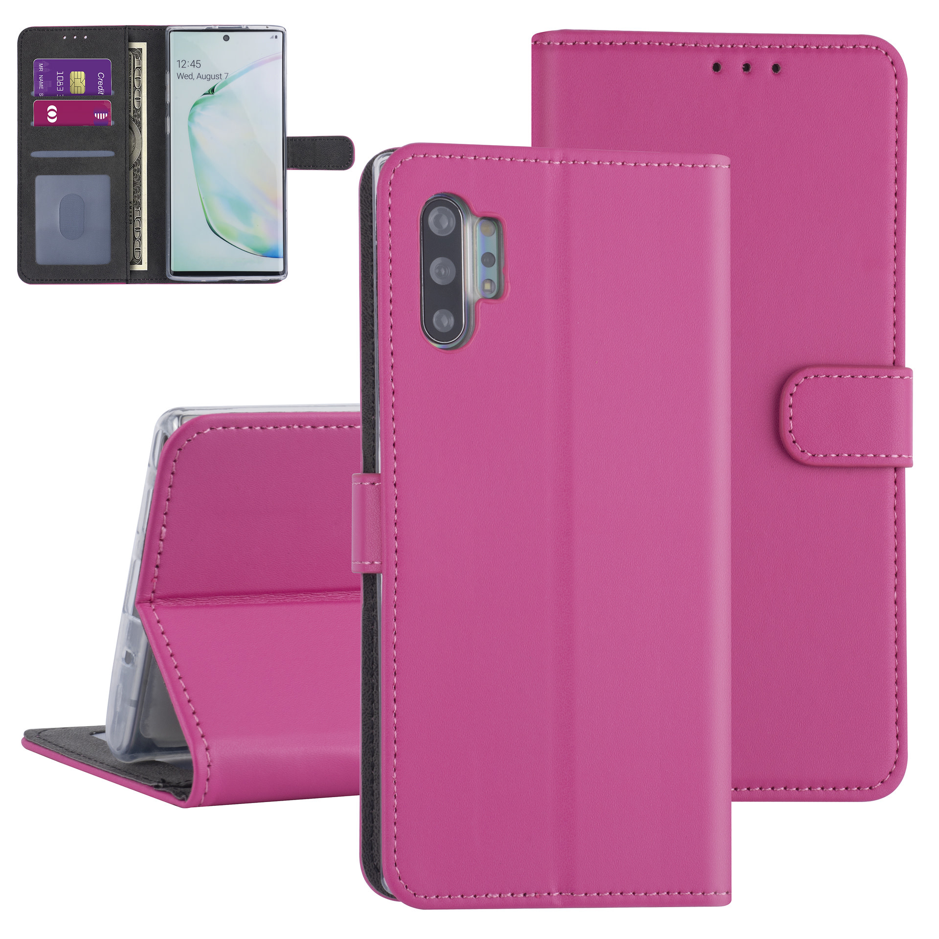 Samsung hoesje voor Galaxy Note 10 Plus - Felroze - Book Case - Kaarthouder (N975F)